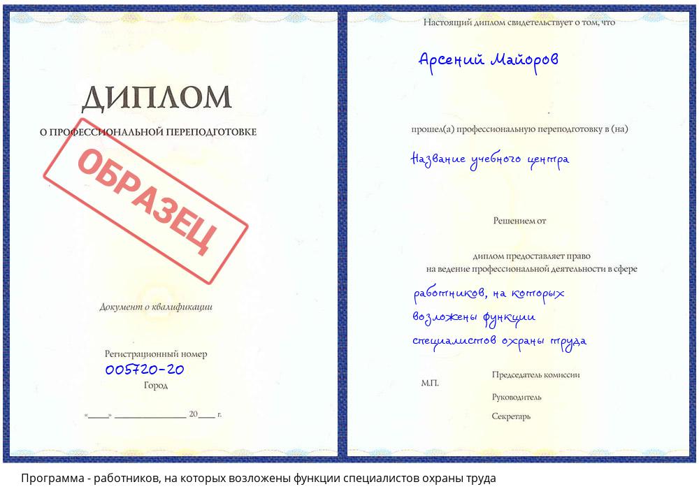 работников, на которых возложены функции специалистов охраны труда Переславль-Залесский