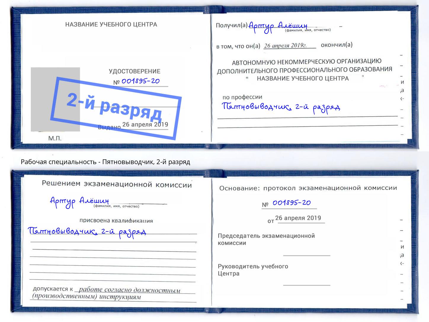корочка 2-й разряд Пятновыводчик Переславль-Залесский