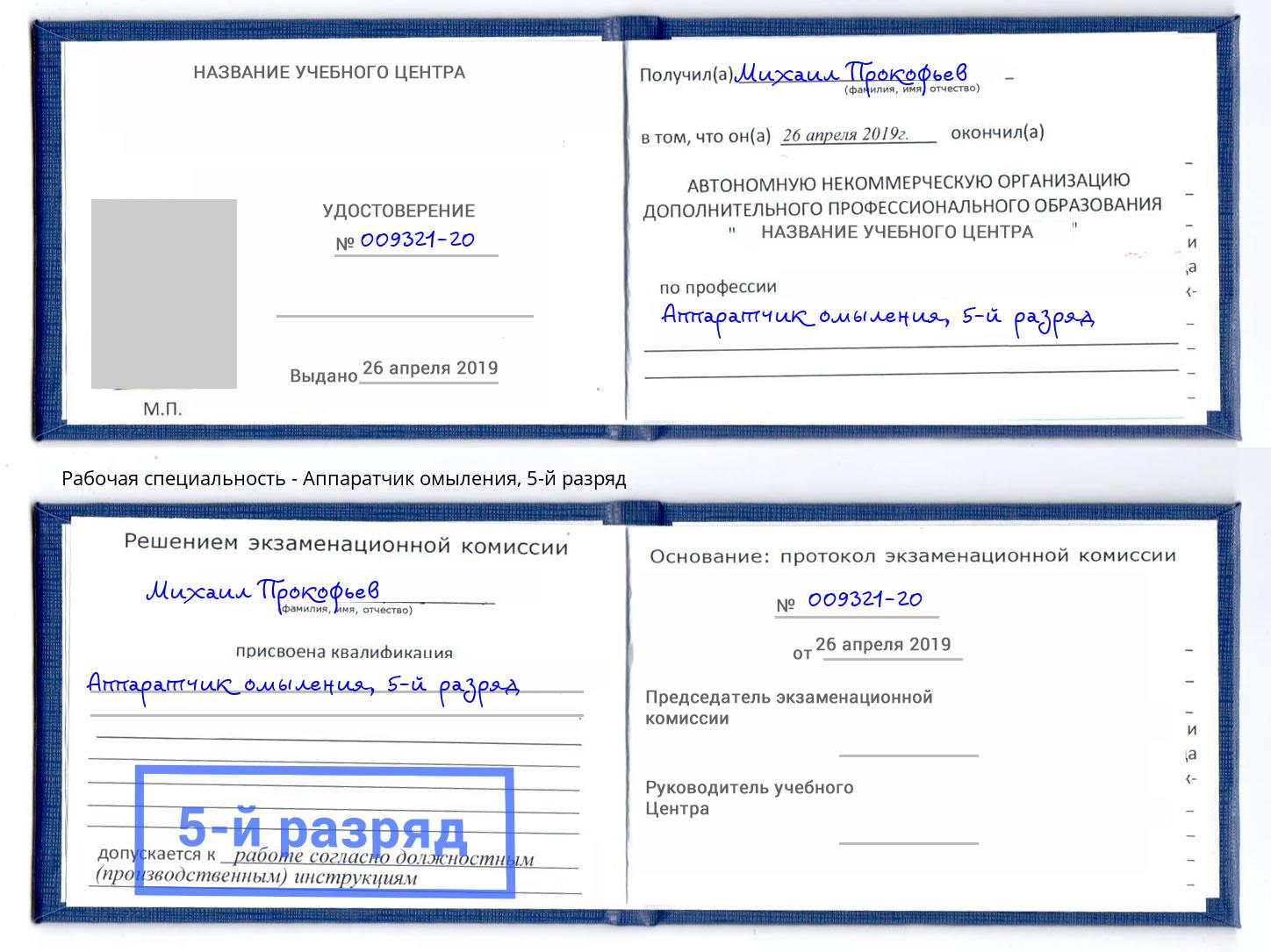 корочка 5-й разряд Аппаратчик омыления Переславль-Залесский