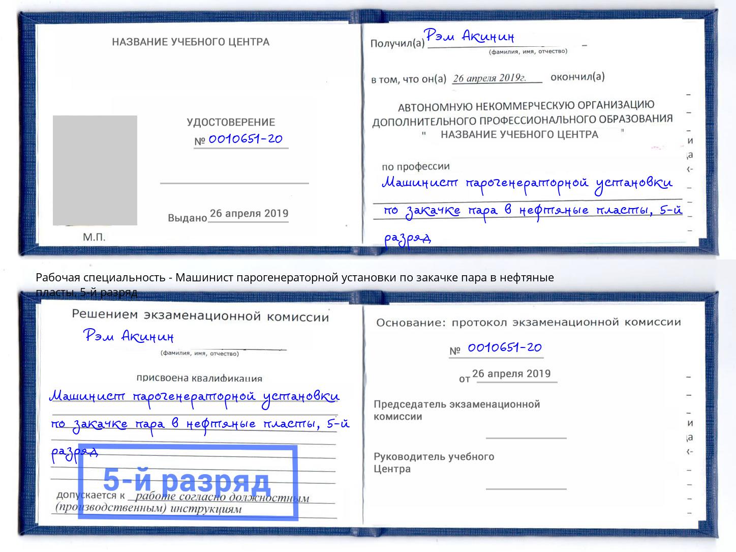 корочка 5-й разряд Машинист парогенераторной установки по закачке пара в нефтяные пласты Переславль-Залесский
